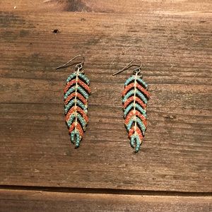 Vintage Native American Beaded Feather Earrings